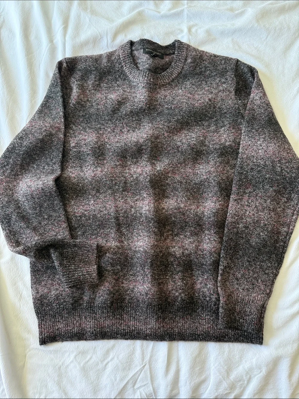 Men's Crewneck Wool-Blend Sweater in Heathered Black and Purple